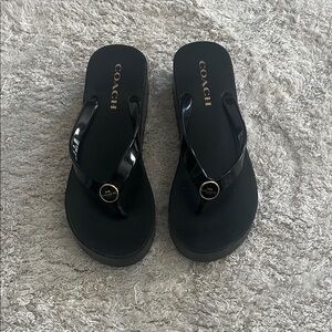 Coach Glossy Black Women's Sandals